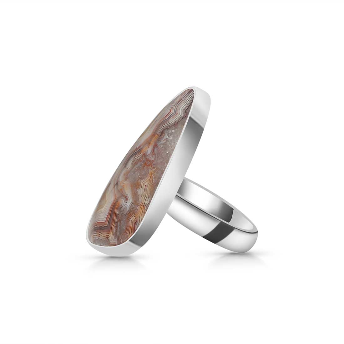 Crazy Lace Agate Adjustable Ring-(CLA-R-16.)