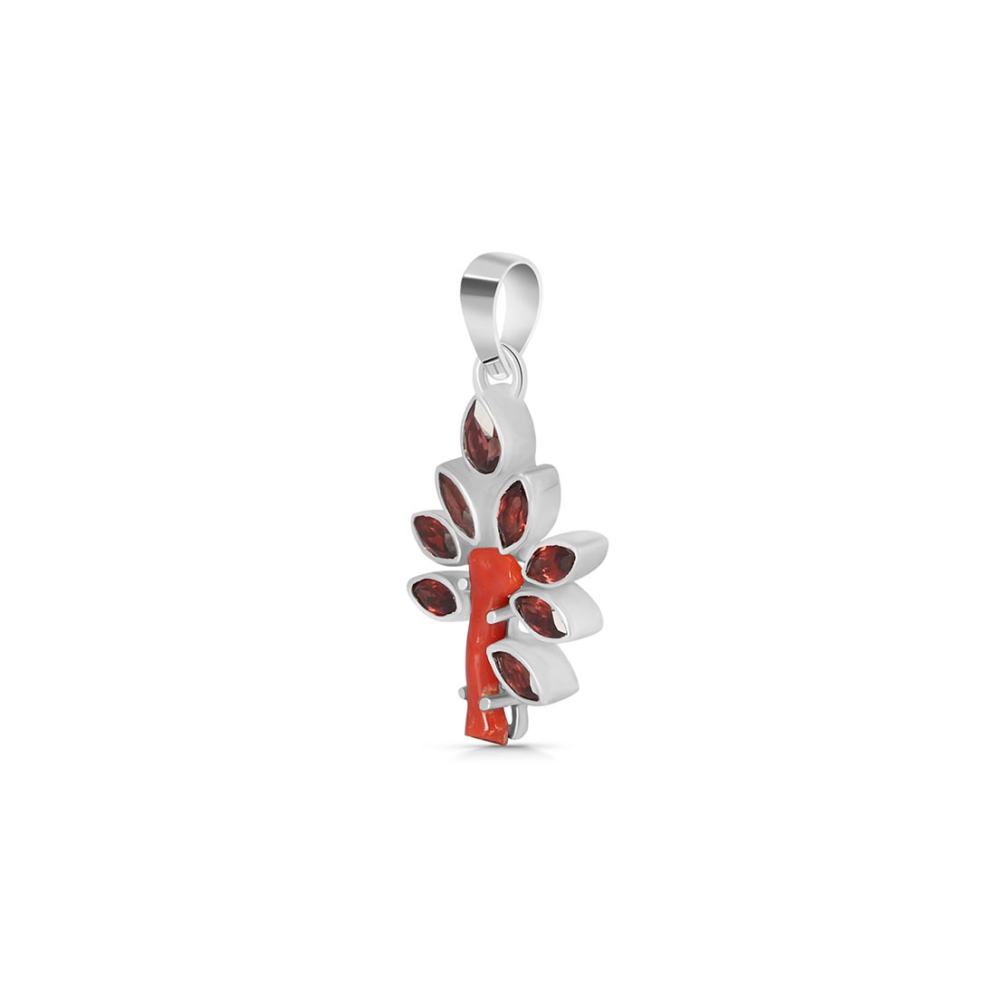 Red Coral & Garnet Pendant-(COR-P-10)