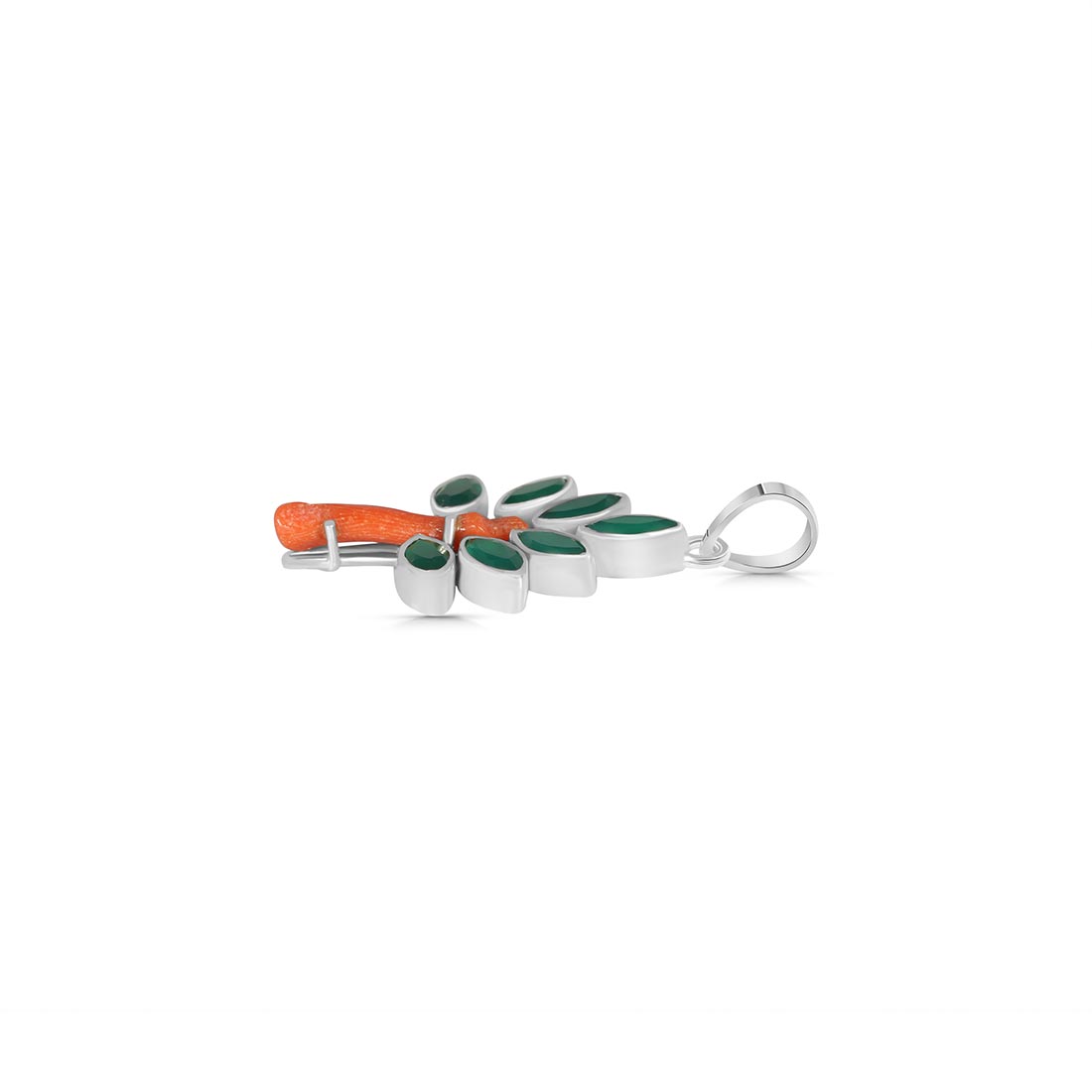 Red Coral / Green Onyx Pendant-(COR-P-100.)