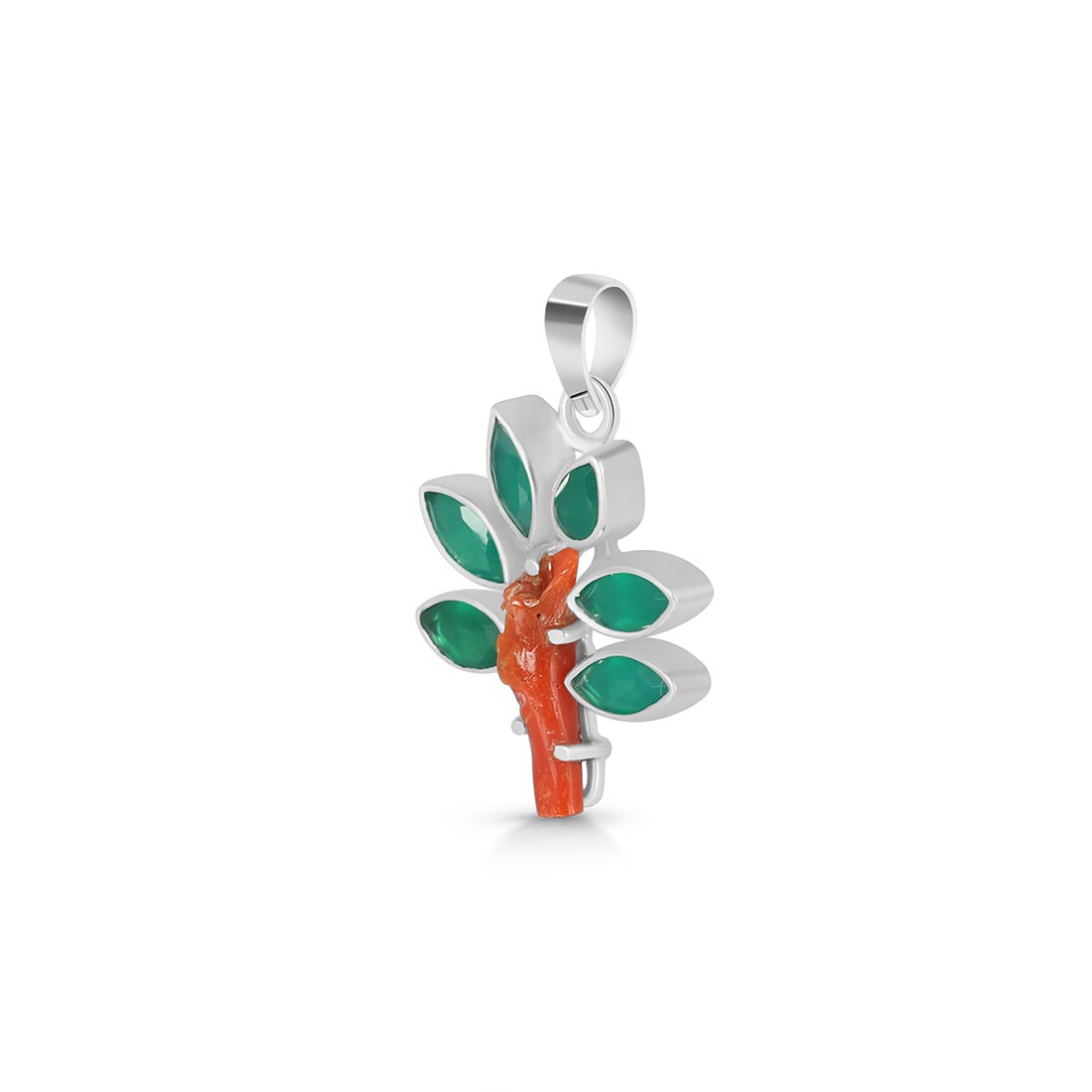 Red Coral / Green Onyx Pendant-(COR-P-101.)
