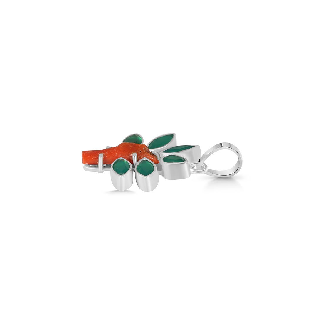 Red Coral / Green Onyx Pendant-(COR-P-101.)