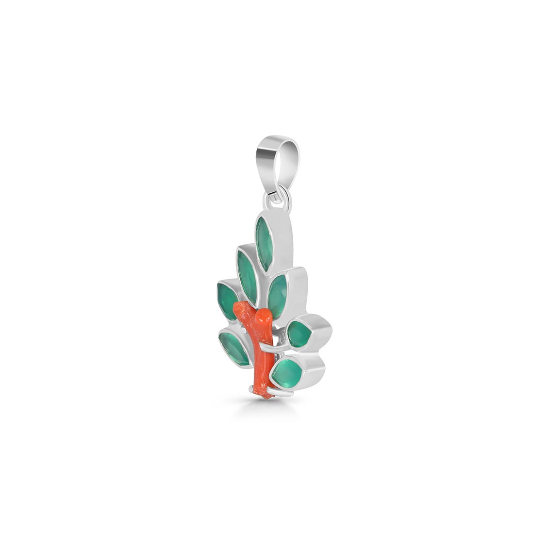 Red Coral / Green Onyx Pendant-(COR-P-102.)