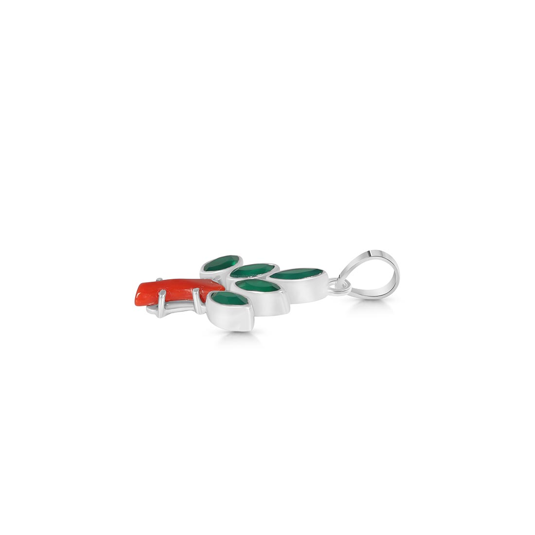 Red Coral / Green Onyx Pendant-(COR-P-106)