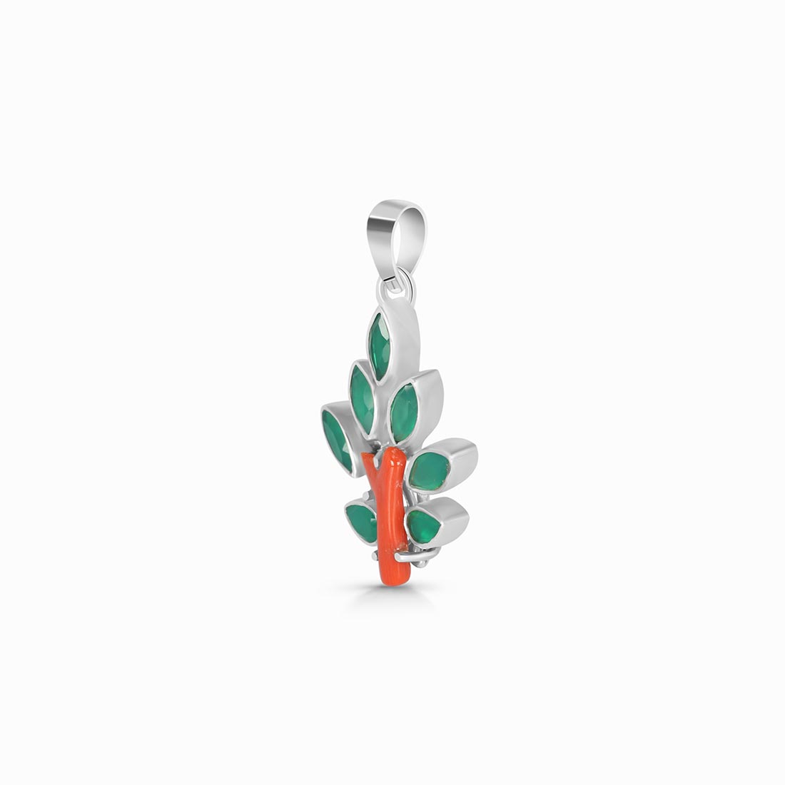 Red Coral / Green Onyx Pendant-(COR-P-107.)