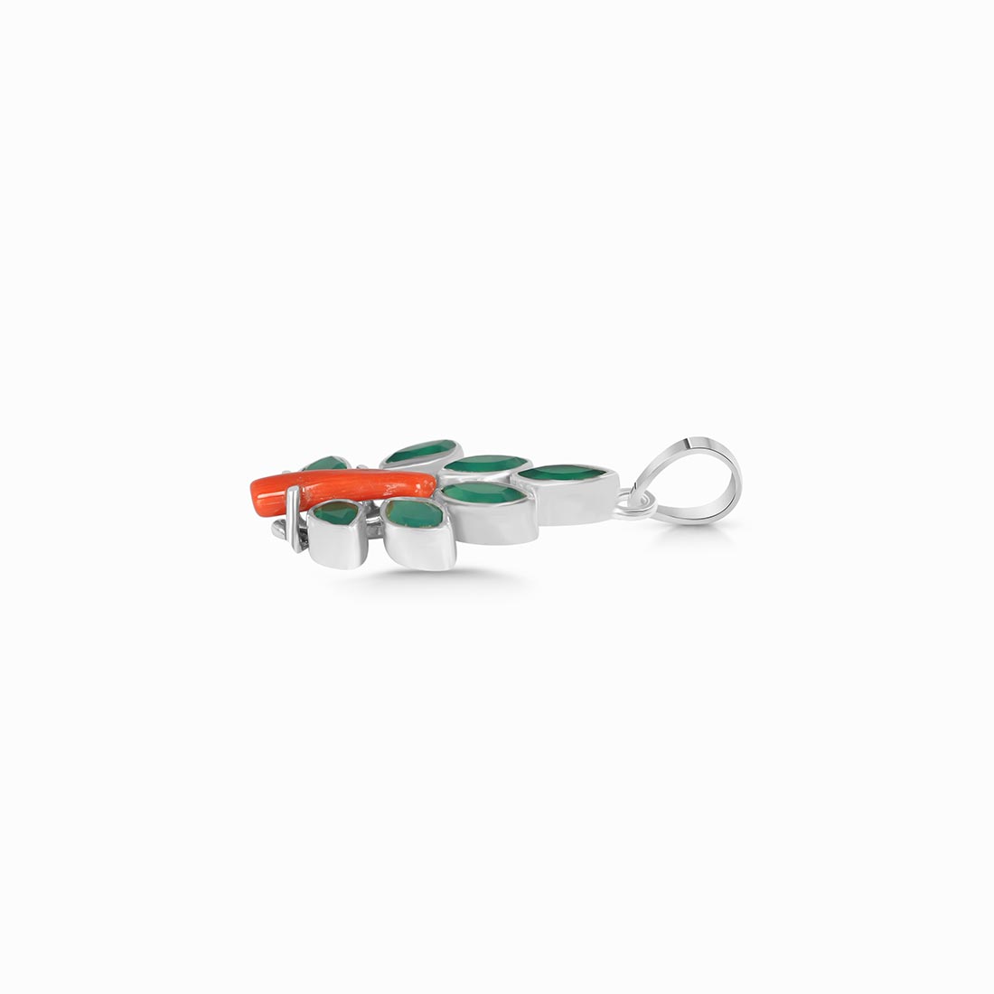 Red Coral / Green Onyx Pendant-(COR-P-107.)