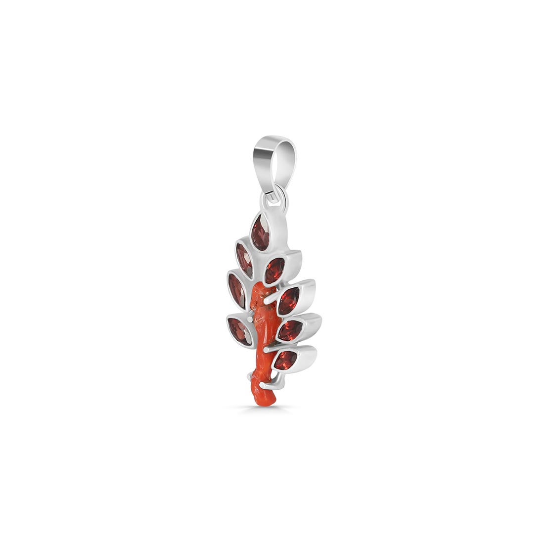Red Coral & Garnet Pendant-(COR-P-12)