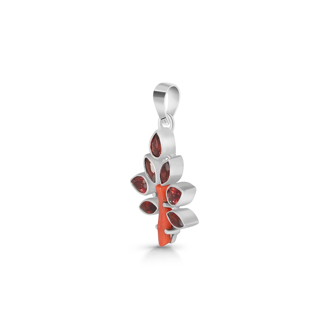 Red Coral & Garnet Pendant-(COR-P-23)