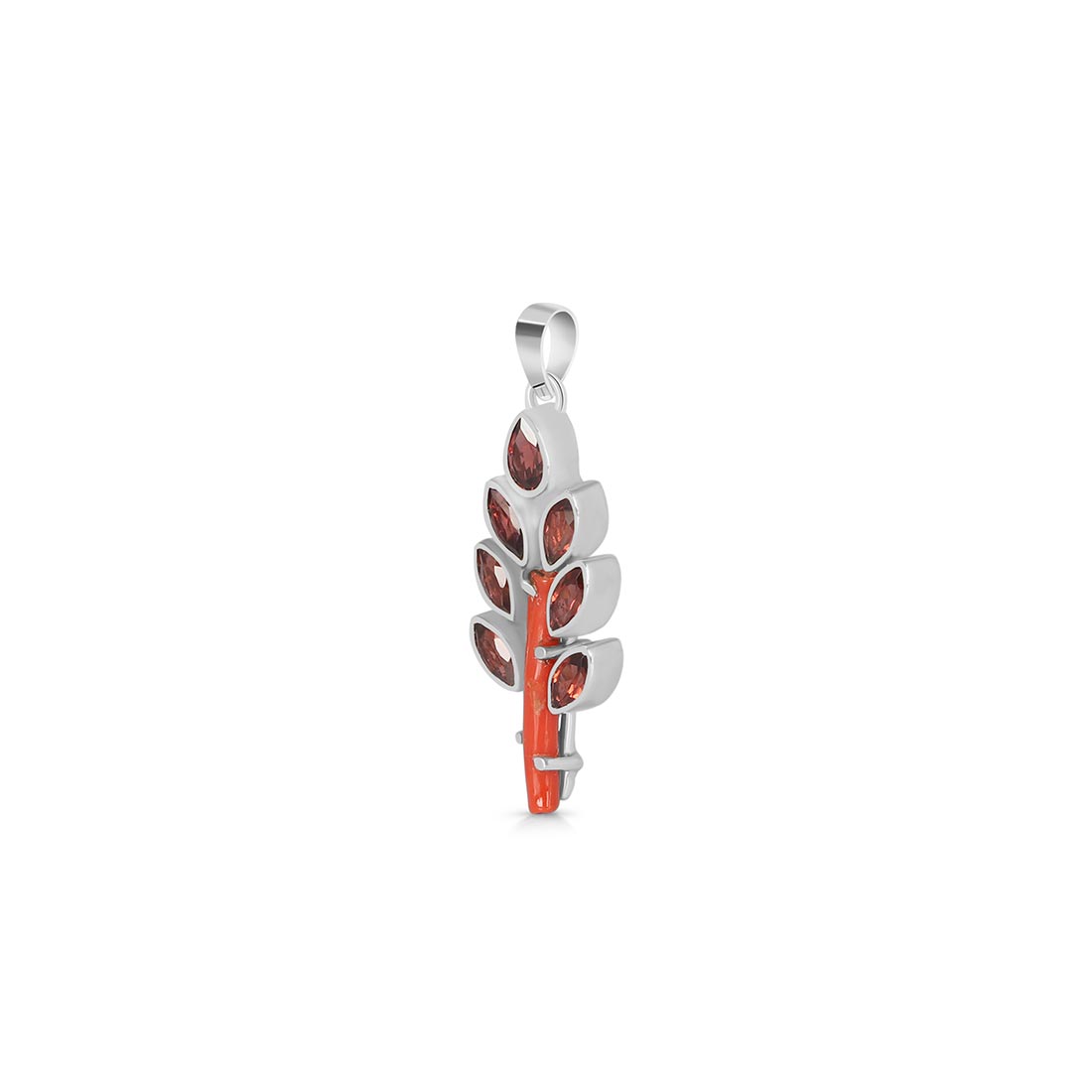 Red Coral & Garnet Pendant-(COR-P-3)