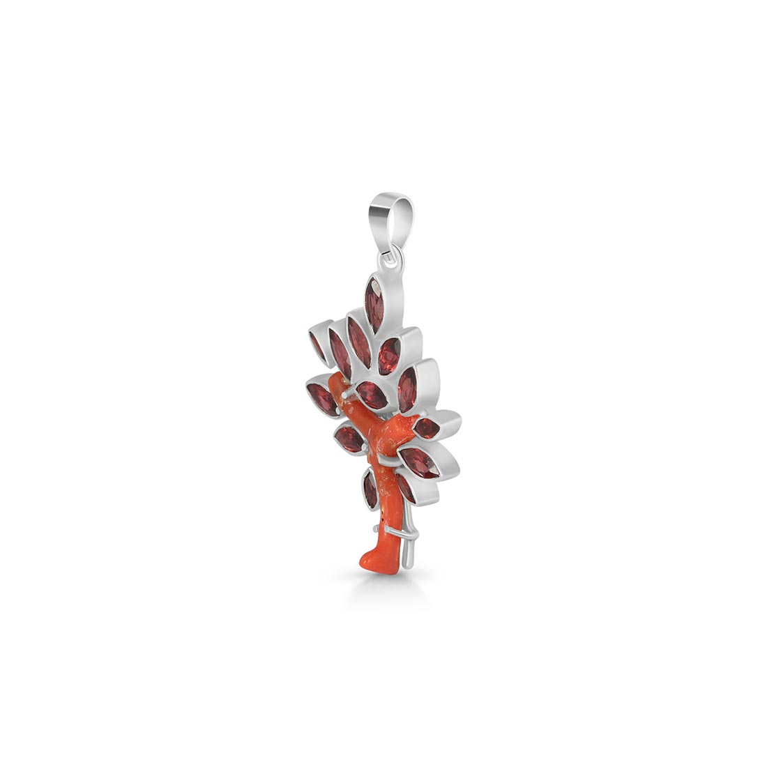 Red Coral & Garnet Pendant-(COR-P-30)