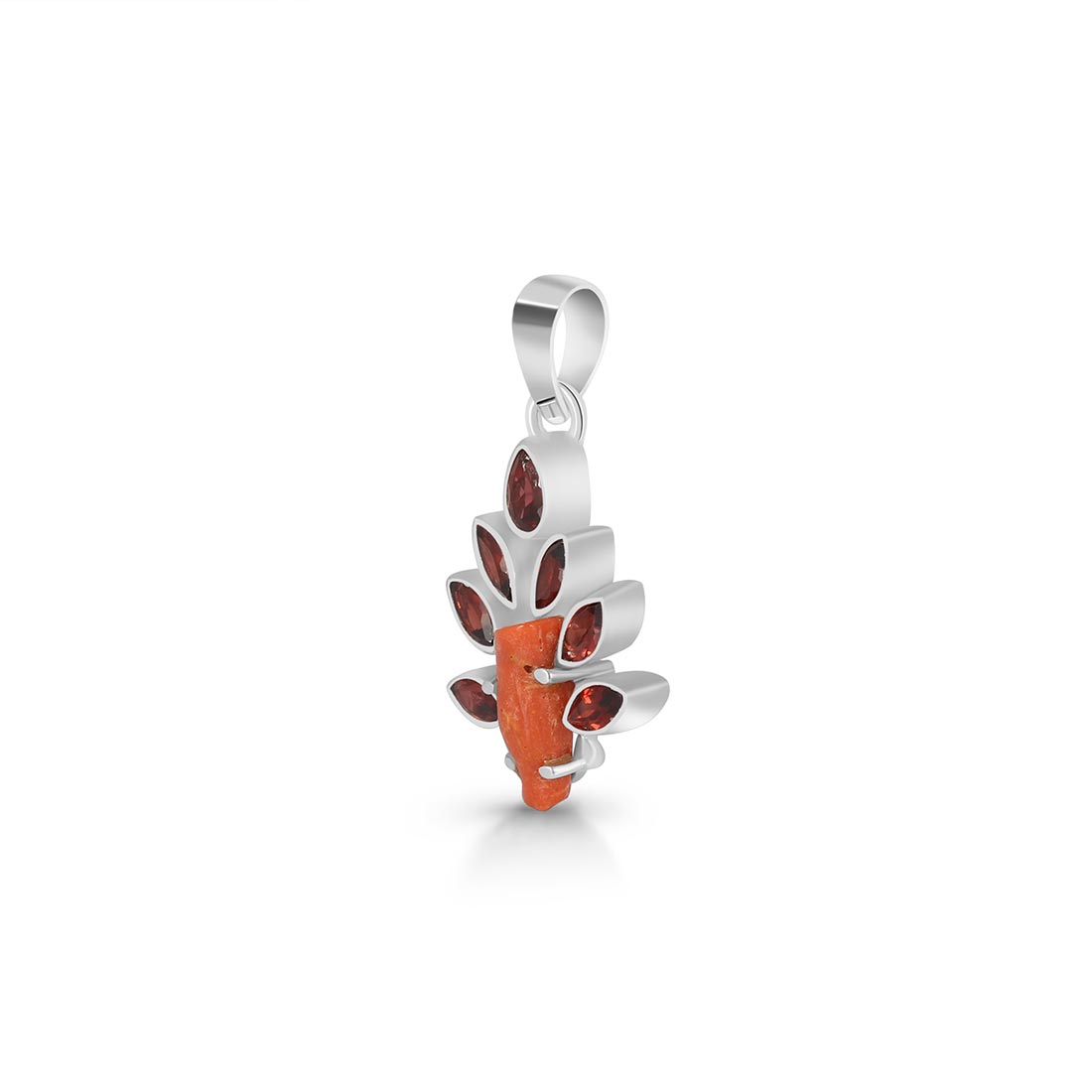 Red Coral & Garnet Pendant-(COR-P-37)