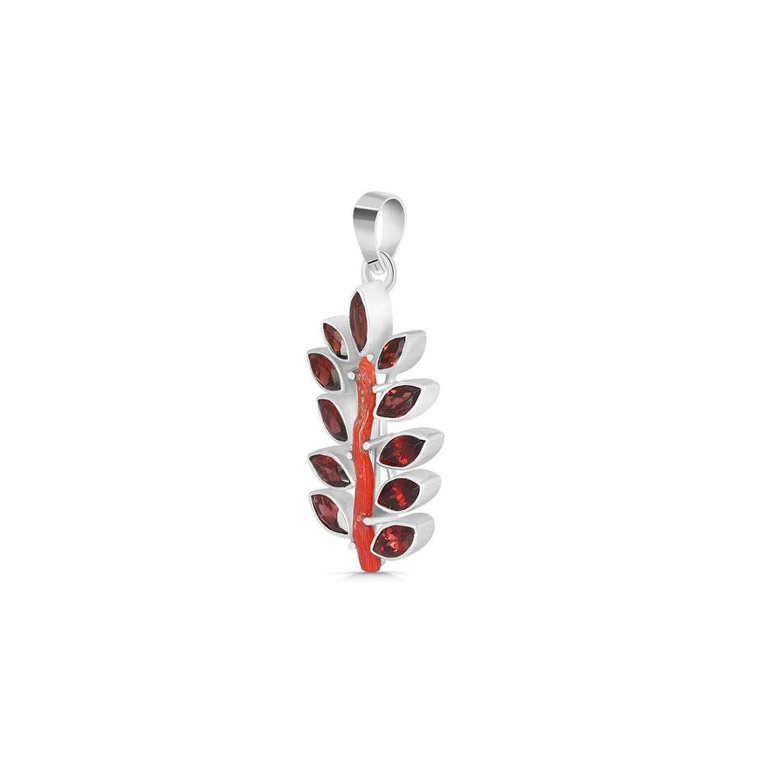 Red Coral & Garnet Pendant-(COR-P-38)