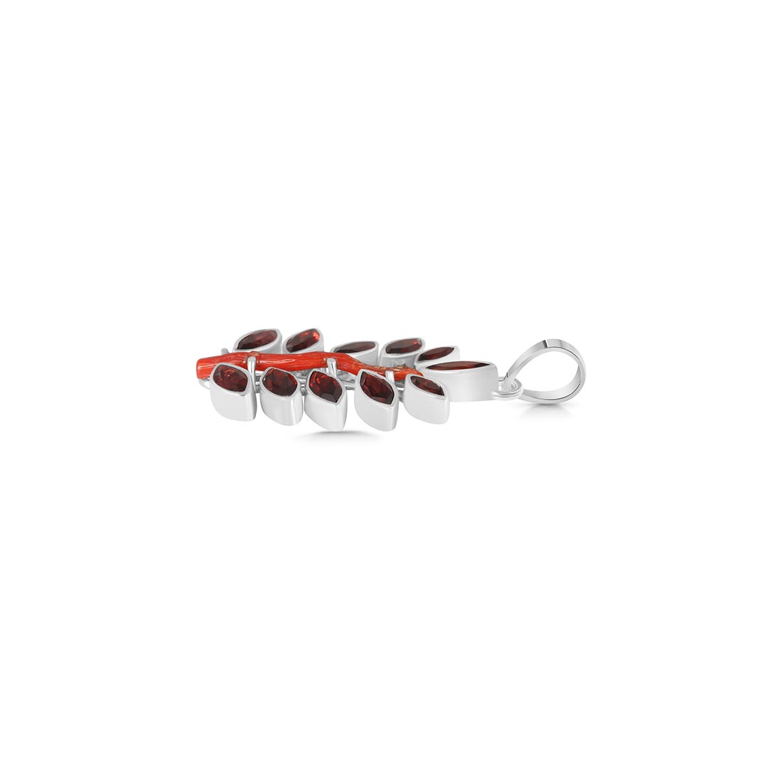 Red Coral & Garnet Pendant-(COR-P-38)