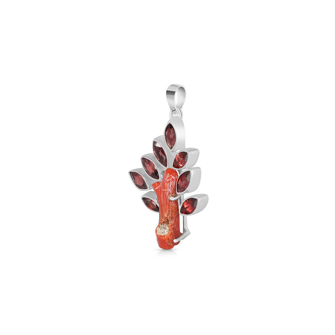 Red Coral & Garnet Pendant-(COR-P-39)