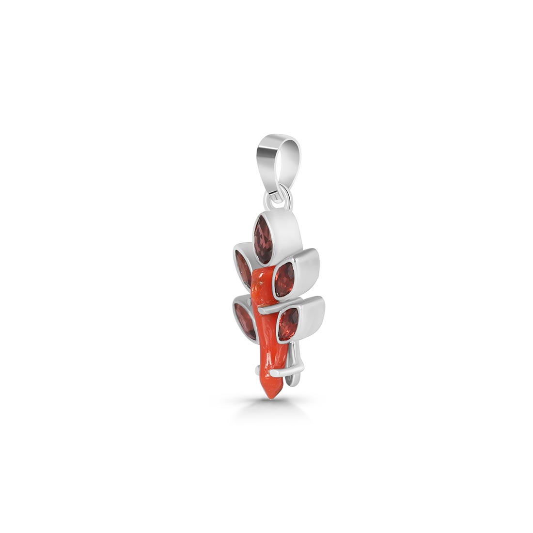 Red Coral & Garnet Pendant-(COR-P-42)