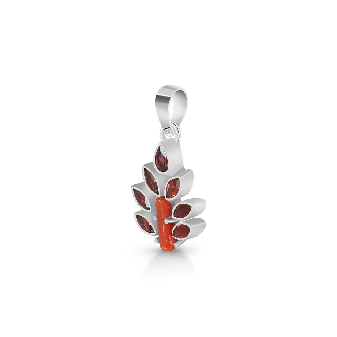 Red Coral & Garnet Pendant-(COR-P-44)