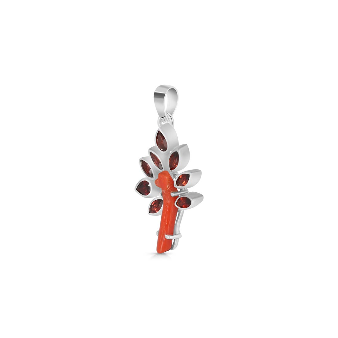 Red Coral & Garnet Pendant-(COR-P-47)