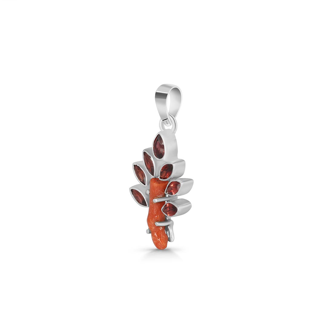 Red Coral & Garnet Pendant-(COR-P-48)