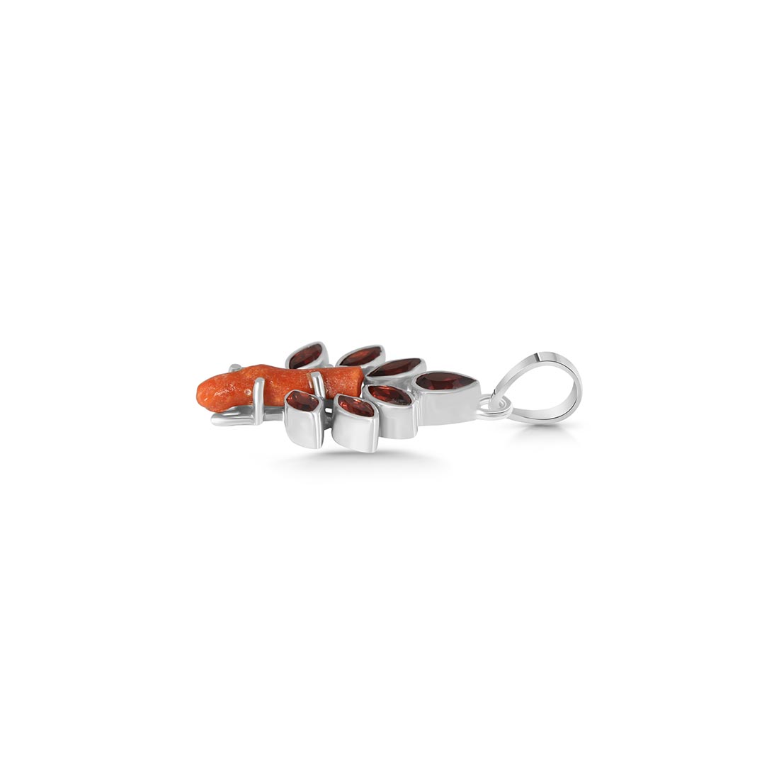 Red Coral & Garnet Pendant-(COR-P-48)