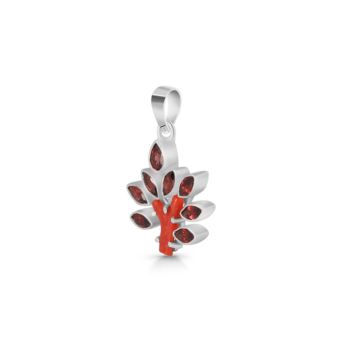 Red Coral & Garnet Pendant-(COR-P-50)