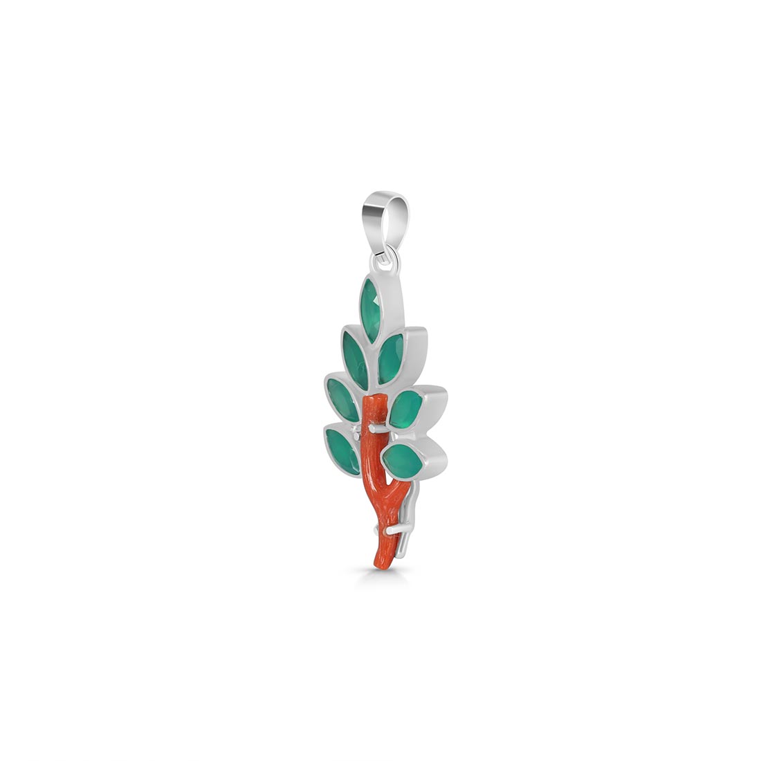 Red Coral & Green Onyx Pendant-(COR-P-51.)