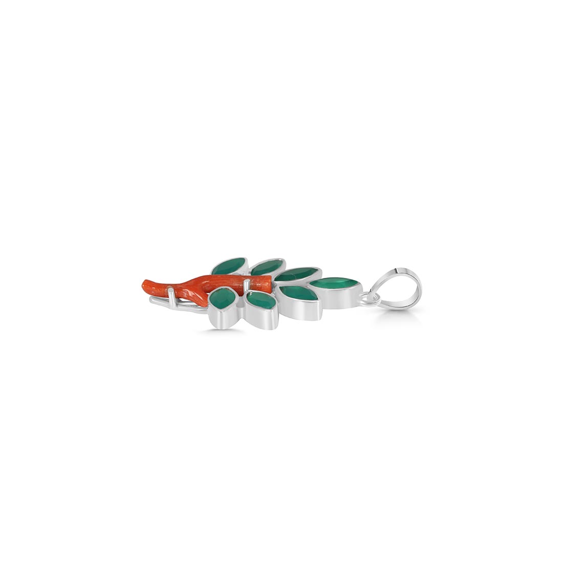 Red Coral & Green Onyx Pendant-(COR-P-51.)