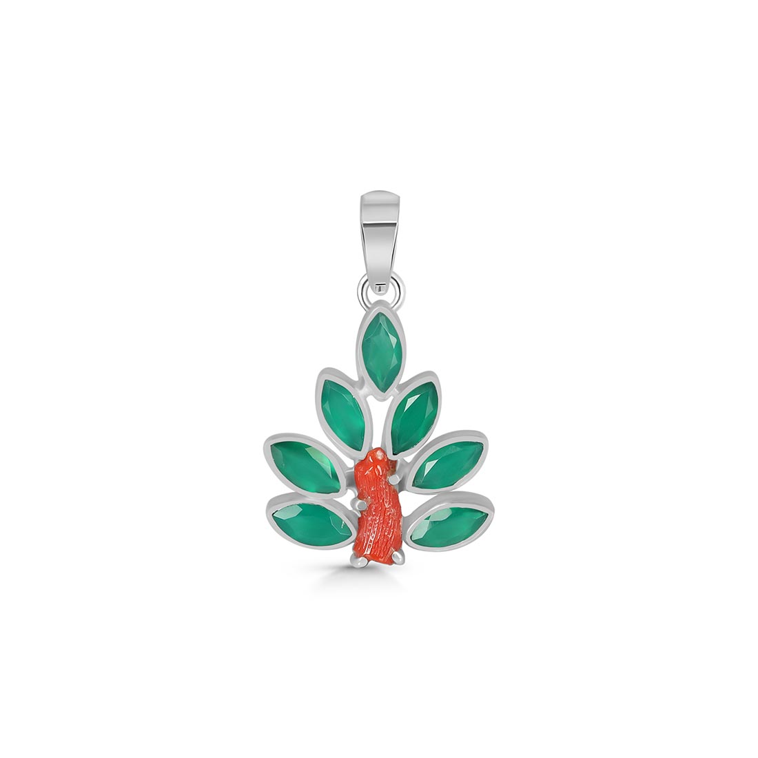 Red Coral & Green Onyx Pendant-(COR-P-52)