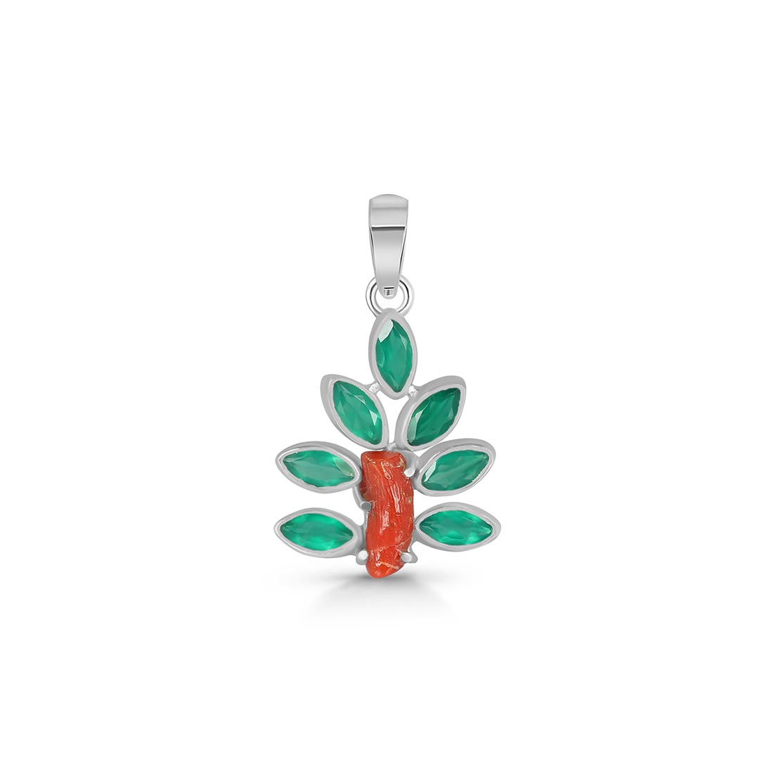 Red Coral / Green Onyx Pendant-(COR-P-53)