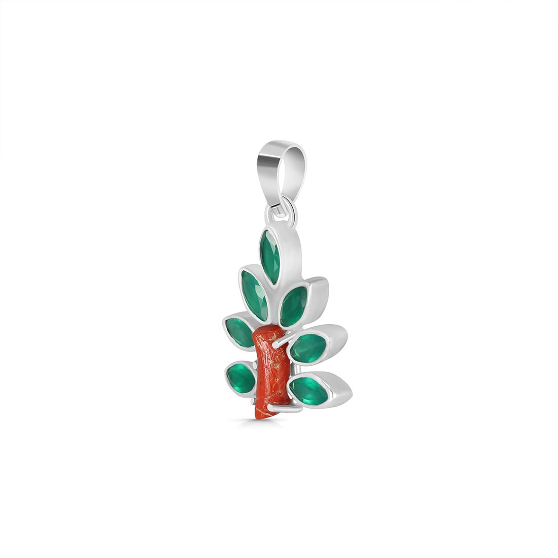 Red Coral / Green Onyx Pendant-(COR-P-53)