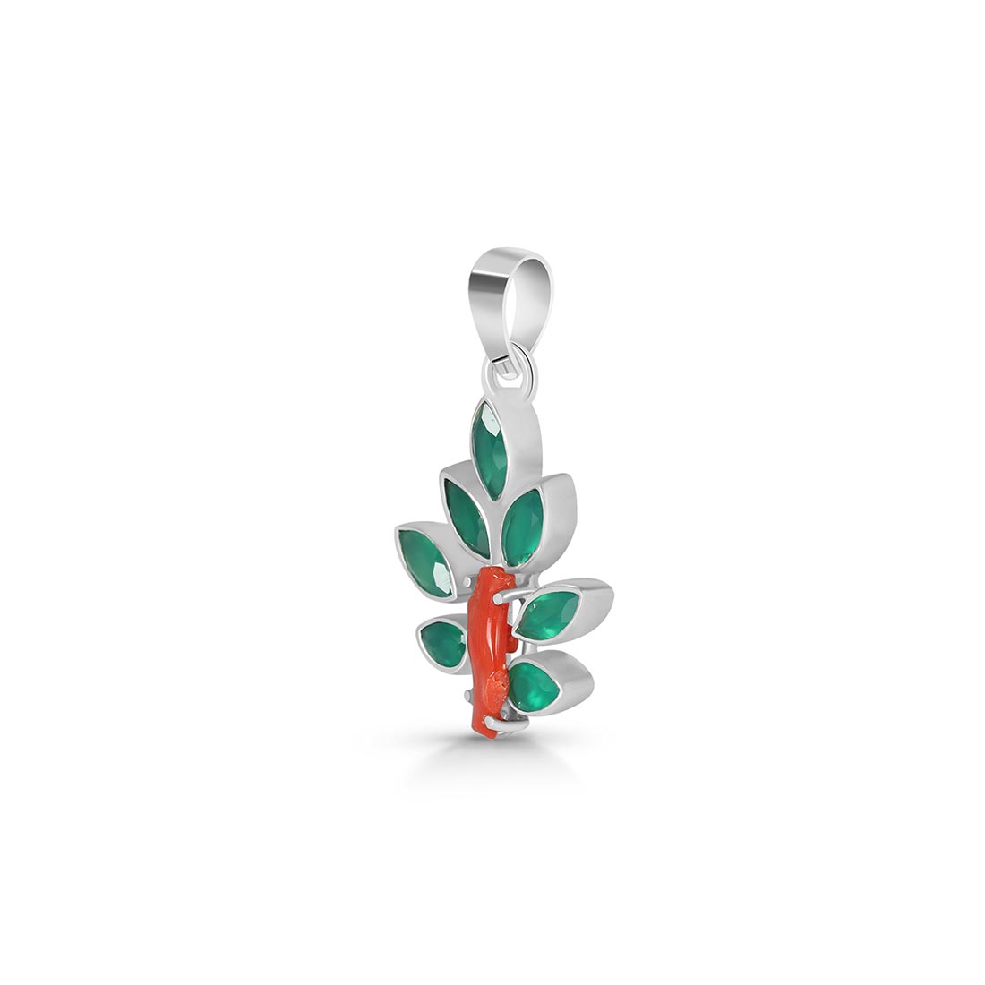 Red Coral / Green Onyx Pendant-(COR-P-54.)