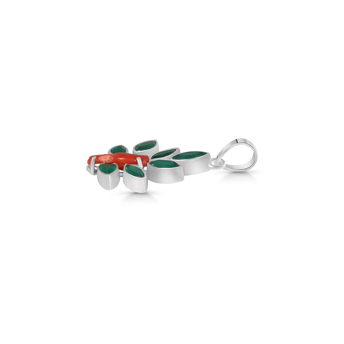 Red Coral / Green Onyx Pendant-(COR-P-54.)
