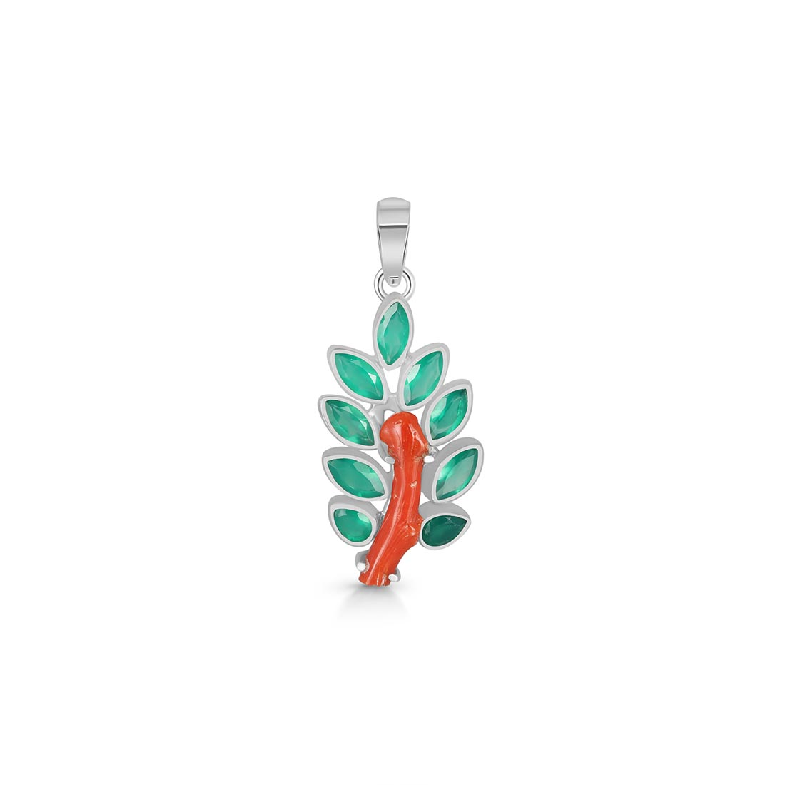 Red Coral / Green Onyx Pendant-(COR-P-55)