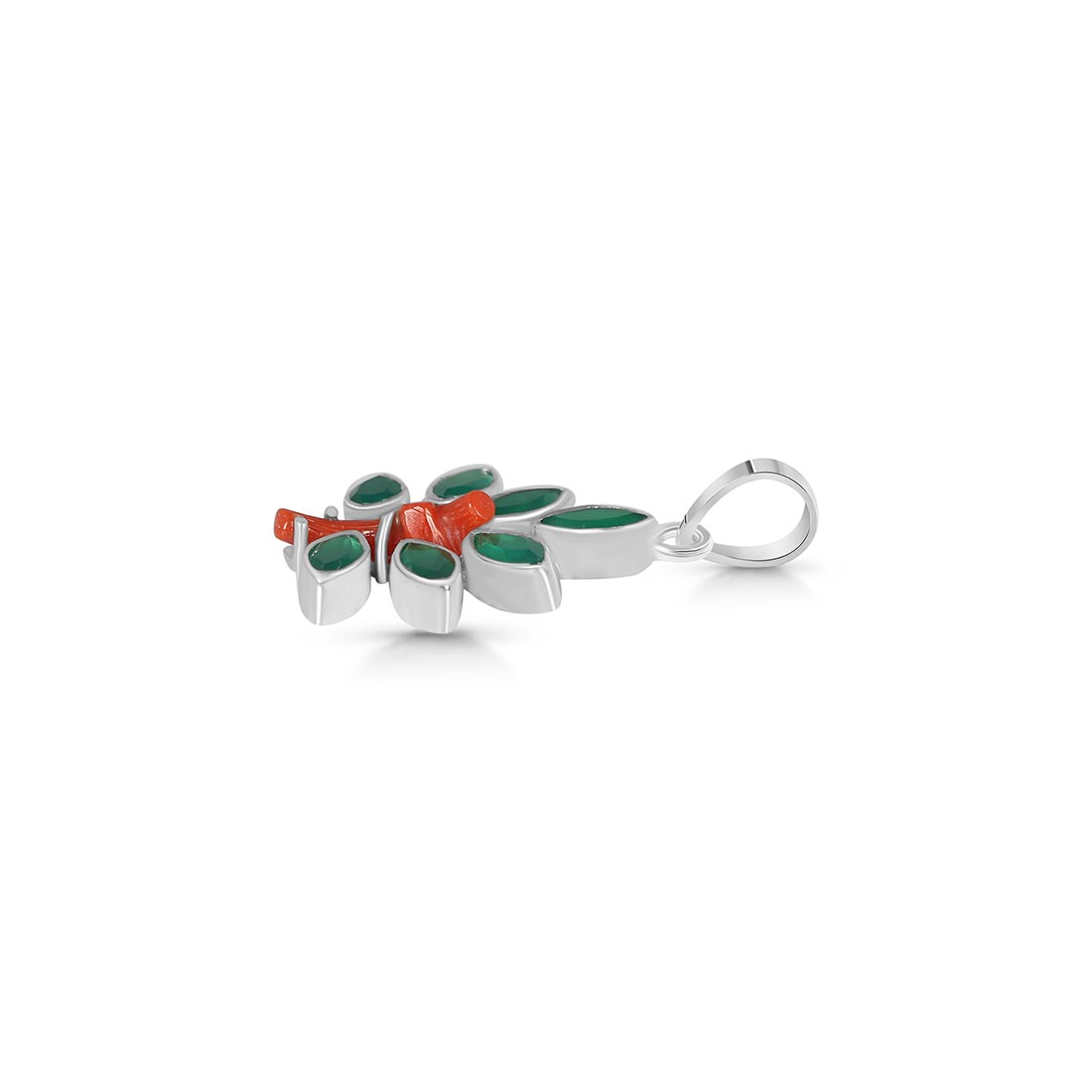Red Coral / Green Onyx Pendant-(COR-P-59.)