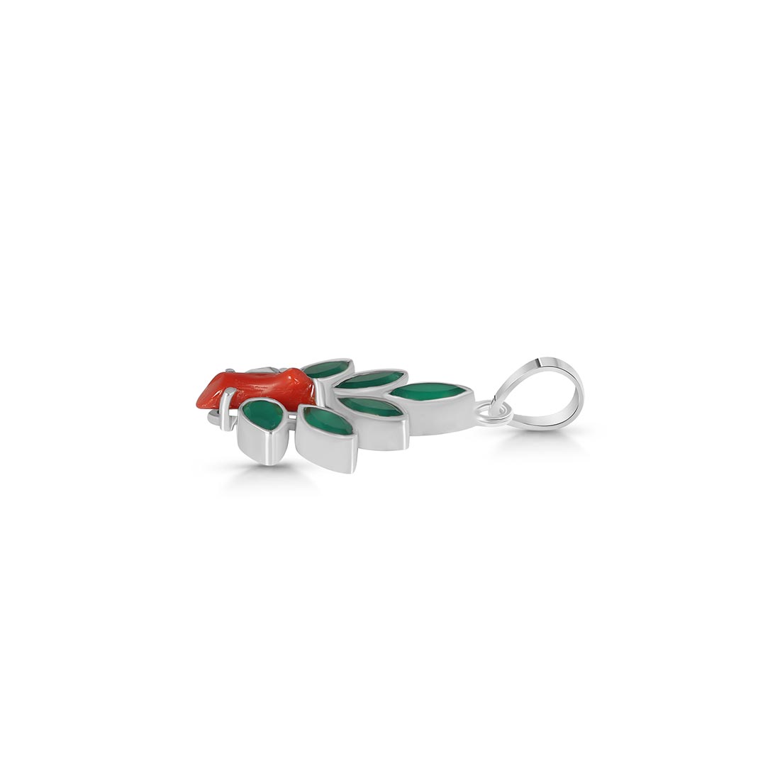 Red Coral / Green Onyx Pendant-(COR-P-60.)