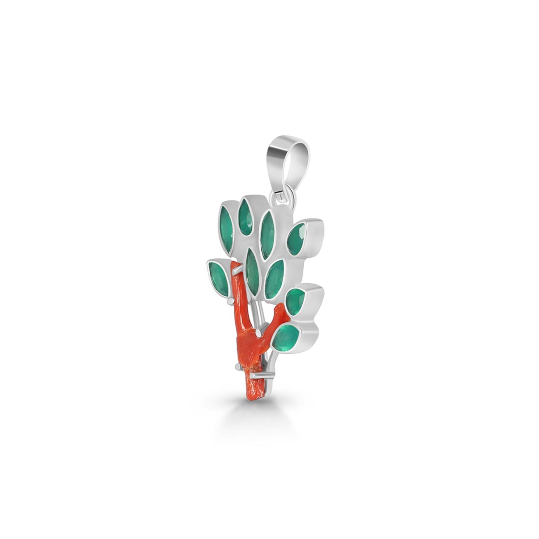 Red Coral / Green Onyx Pendant-(COR-P-65.)