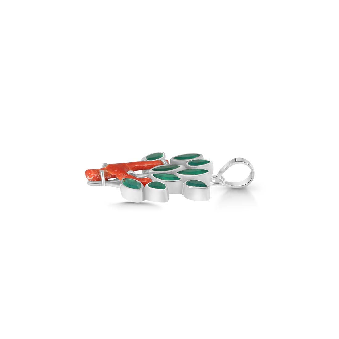 Red Coral / Green Onyx Pendant-(COR-P-65.)
