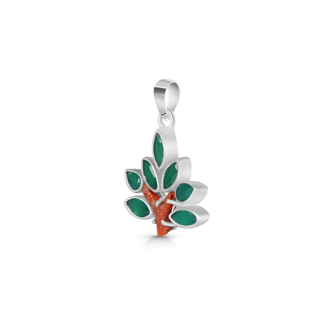 Red Coral / Green Onyx Pendant-(COR-P-66.)