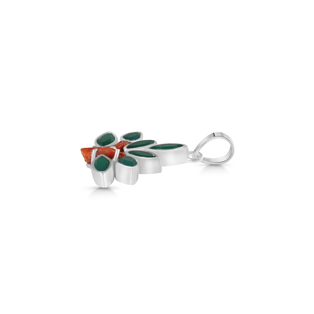 Red Coral / Green Onyx Pendant-(COR-P-66.)