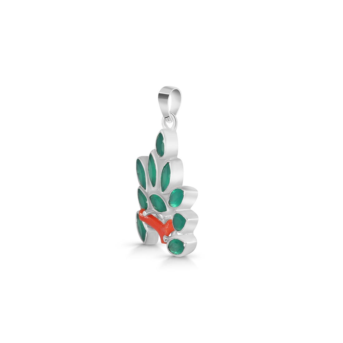 Red Coral / Green Onyx Pendant-(COR-P-68)
