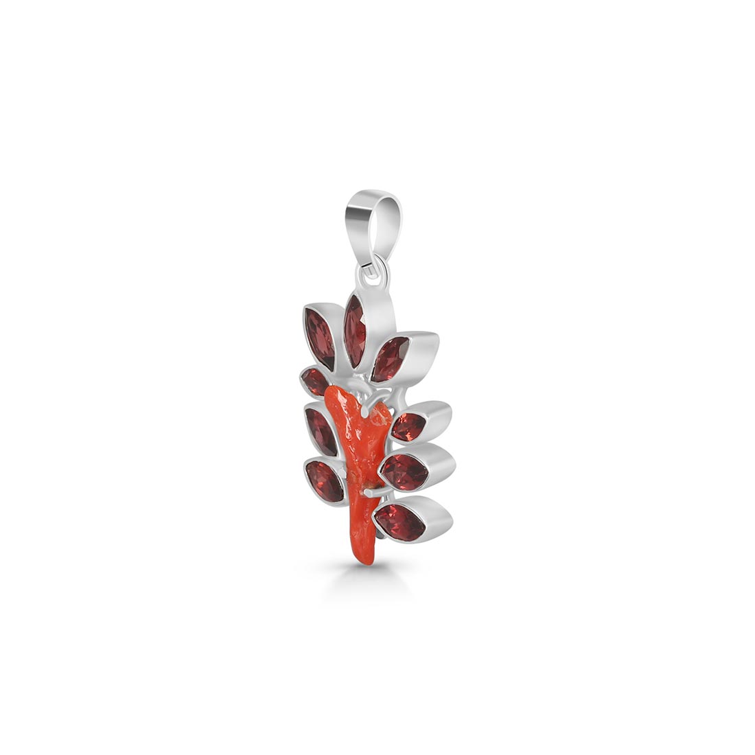 Red Coral & Garnet Pendant-(COR-P-7)
