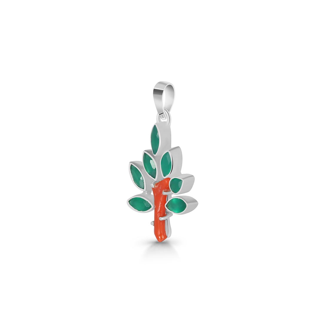 Red Coral / Green Onyx Pendant-(COR-P-75.)