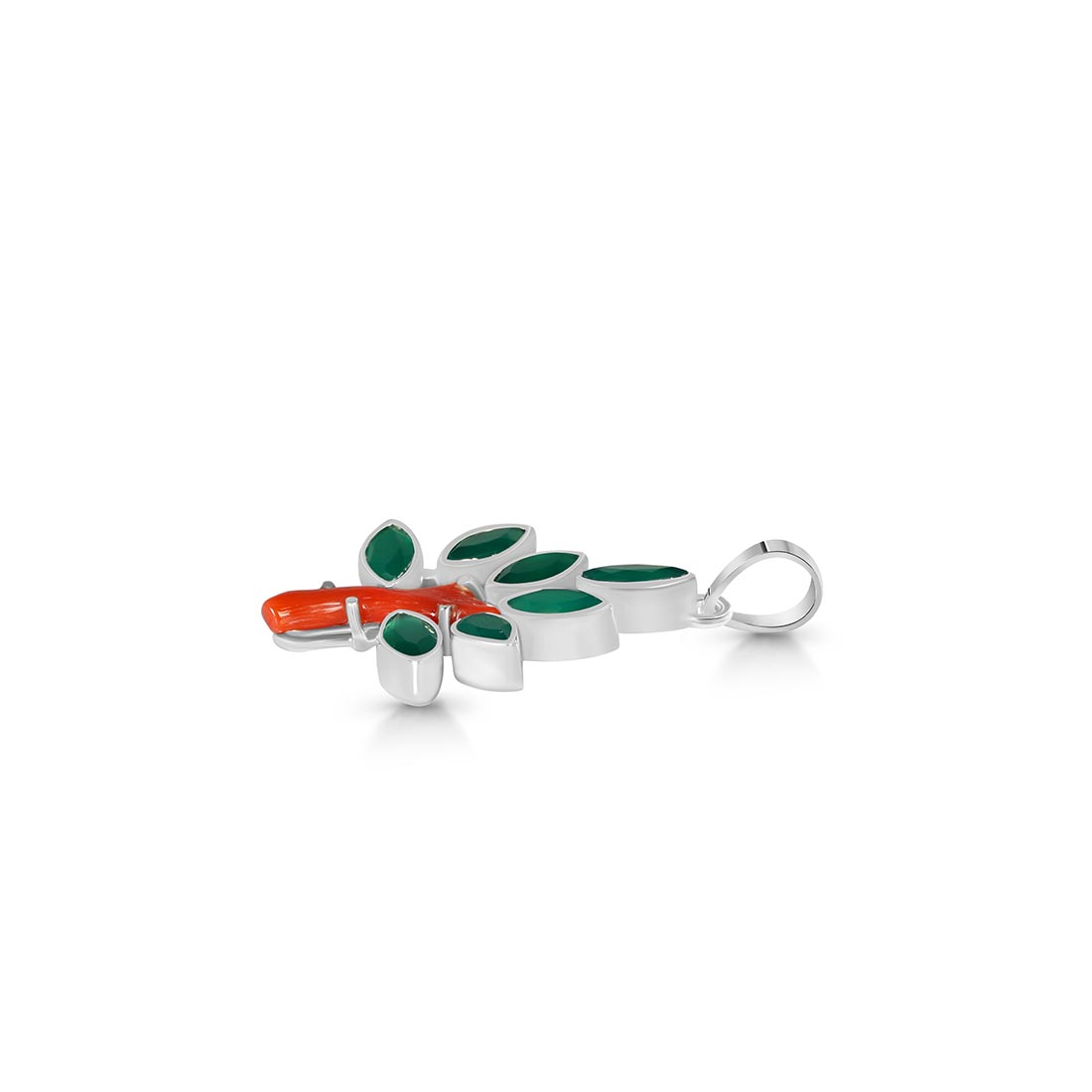 Red Coral / Green Onyx Pendant-(COR-P-75.)