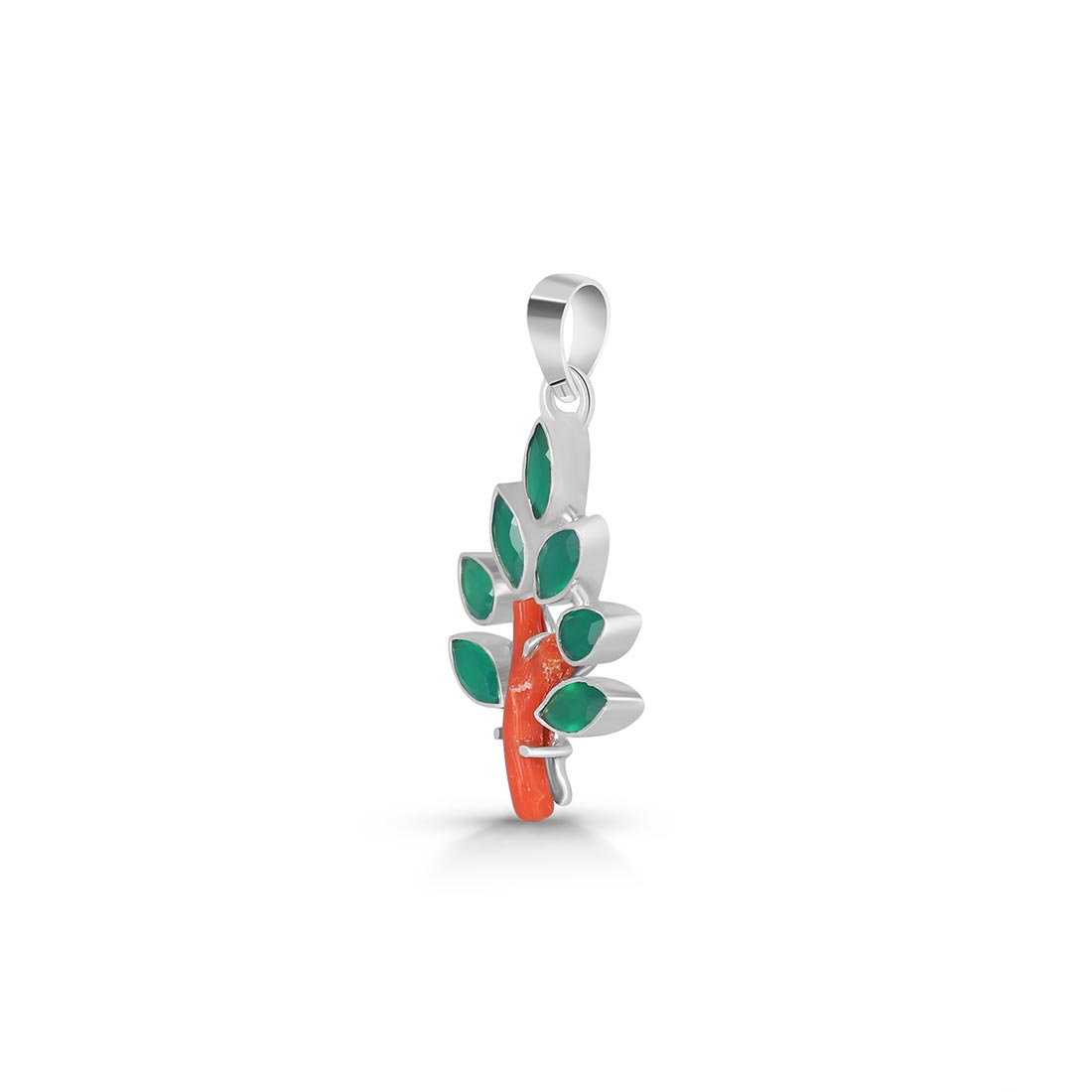 Red Coral / Green Onyx Pendant-(COR-P-77.)
