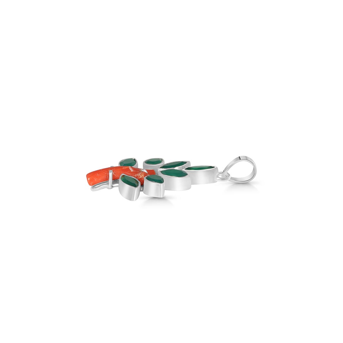 Red Coral / Green Onyx Pendant-(COR-P-77.)