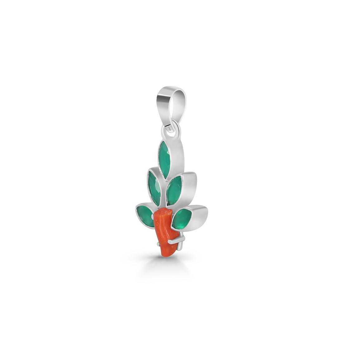 Red Coral / Green Onyx Pendant-(COR-P-78.)