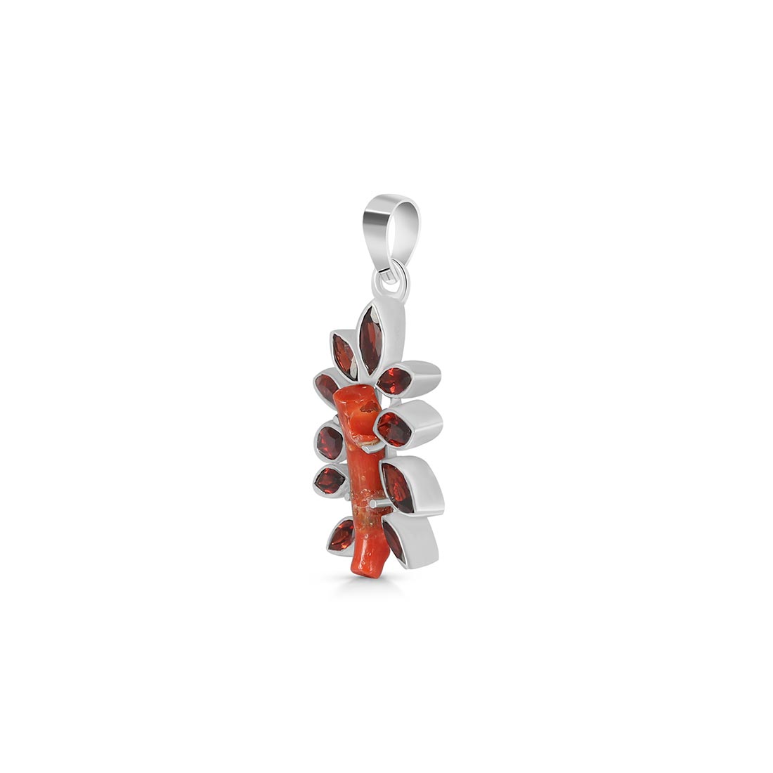 Red Coral & Garnet Pendant-(COR-P-8)