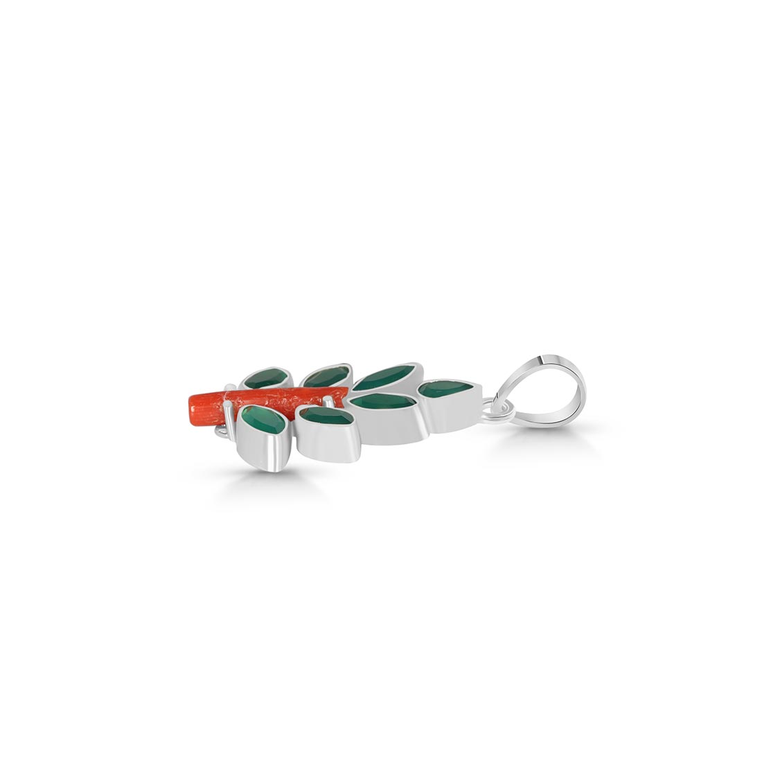 Red Coral / Green Onyx Pendant-(COR-P-81.)