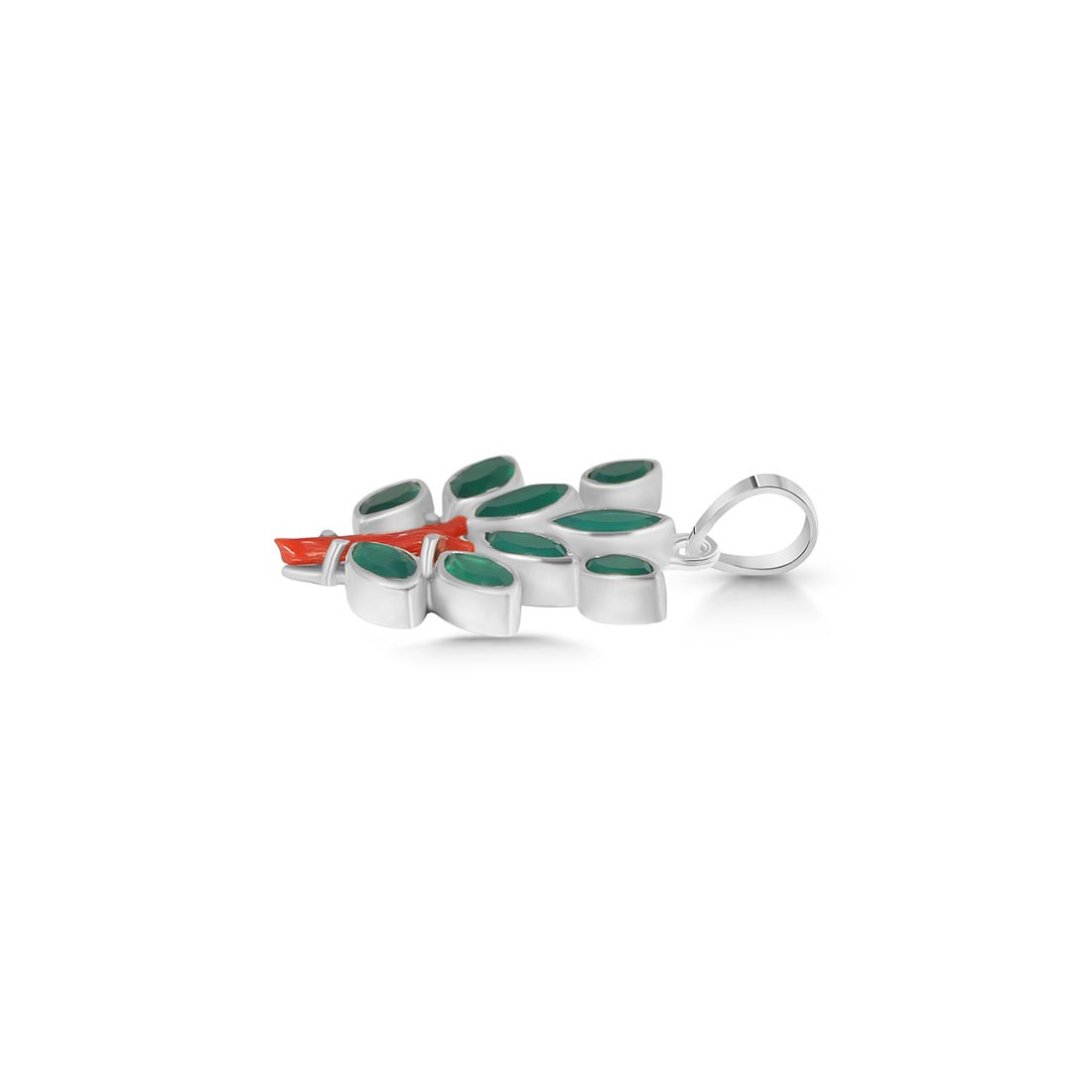 Red Coral / Green Onyx Pendant-(COR-P-84.)