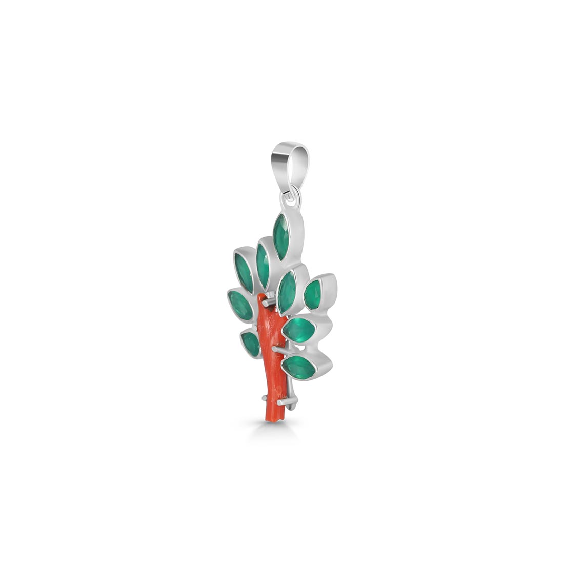 Red Coral / Green Onyx Pendant-(COR-P-85.)