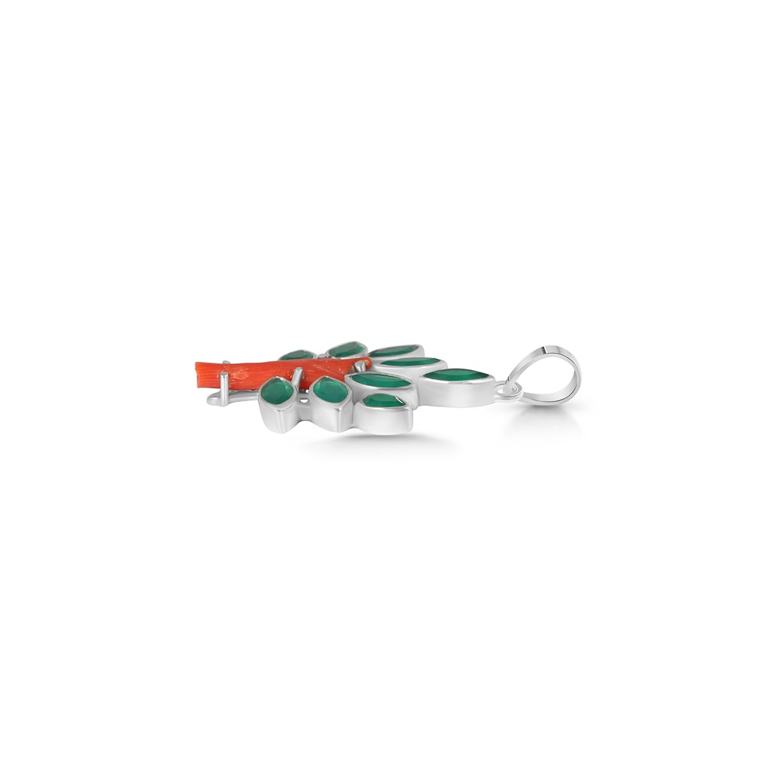 Red Coral / Green Onyx Pendant-(COR-P-85.)