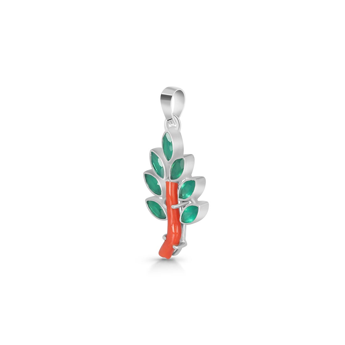 Red Coral / Green Onyx Pendant-(COR-P-88.)